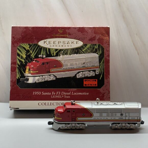 1997 Hallmark Keepsake Ornament Lionel Train Die-Cast Metal 1950 Santa Fe F3 - Picture 1 of 6